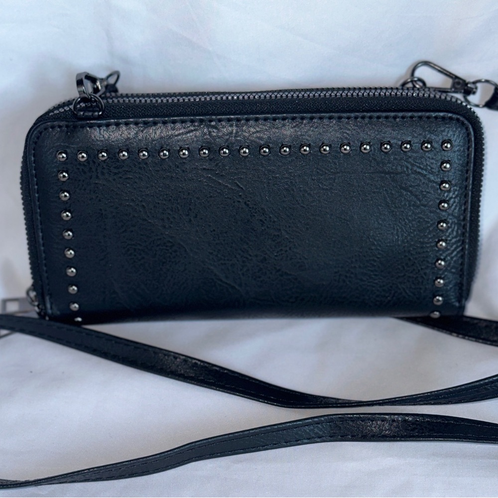 Black Studded Wallet Crossbody Bag